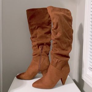 *NWT* Express Suede Knee-High Cognac Boots | Size 7